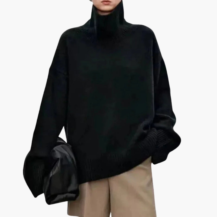 Dames Oversized Hoge Hals Trui – Ontspannen Gebreide Laag