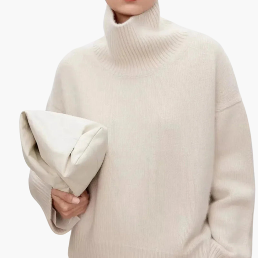 Dames Oversized Hoge Hals Trui – Ontspannen Gebreide Laag
