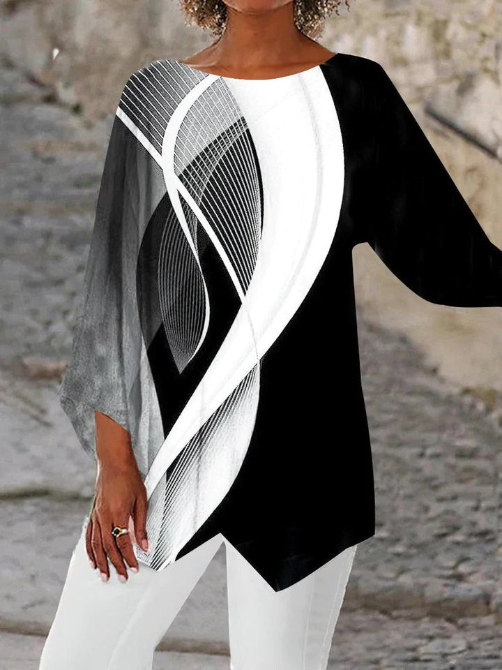 Moderne geometrische Dames tuniek met lange mouwen – Luna