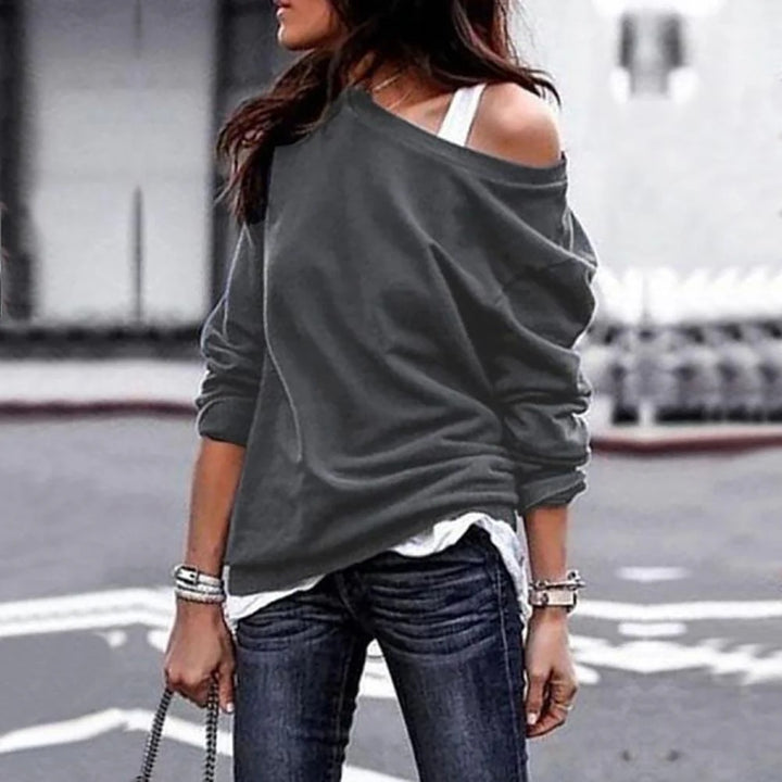 Eén off-shoulder losse warme damestrui - Beatrix