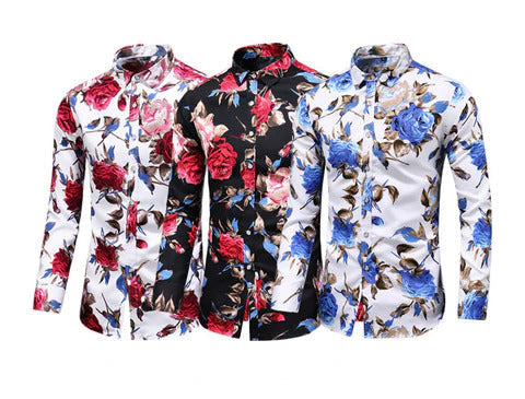 Trendy Bloemenprint Overhemd - Finn