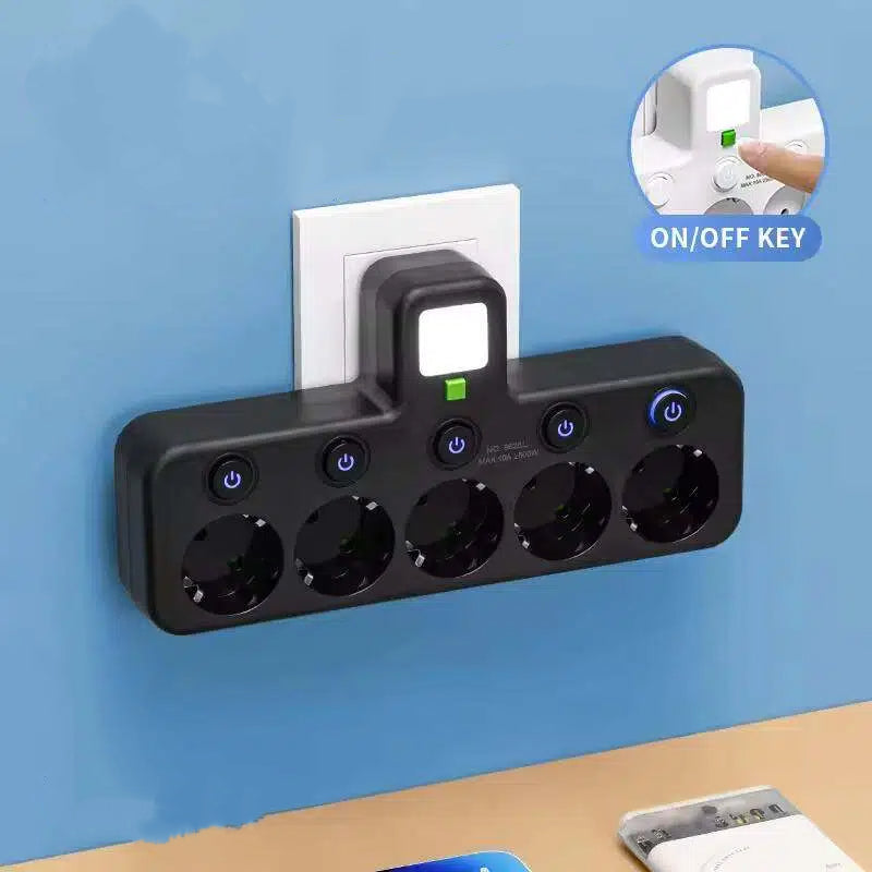 Stekkerdoos met USB en schakelaars | Meervoudige stekkerdoos overspanningsbeveiliging 2500 W