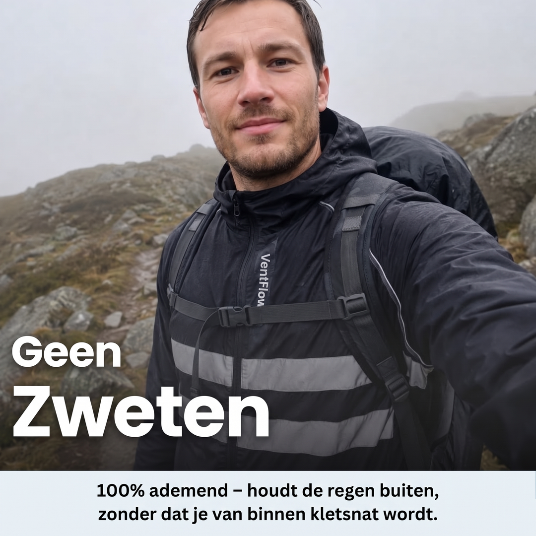 Waterdichte, winddichte, ademende fietsjas met ventilatieopeningen onder de oksels en reflecterende strepen