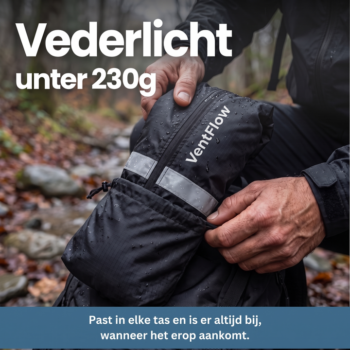 Waterdichte, winddichte, ademende fietsjas met ventilatieopeningen onder de oksels en reflecterende strepen