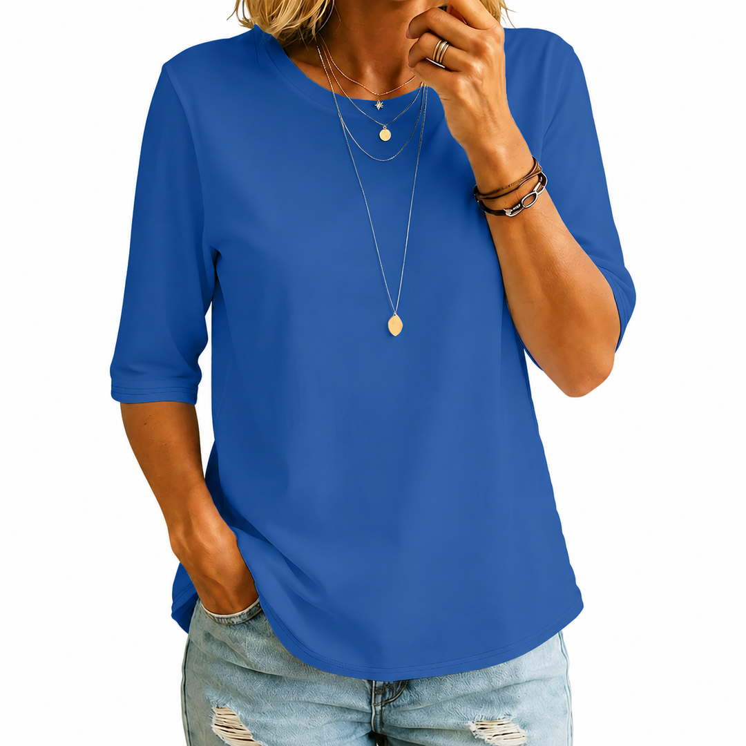 Comfort Coverage-T-shirt met langer gesneden halve mouwen