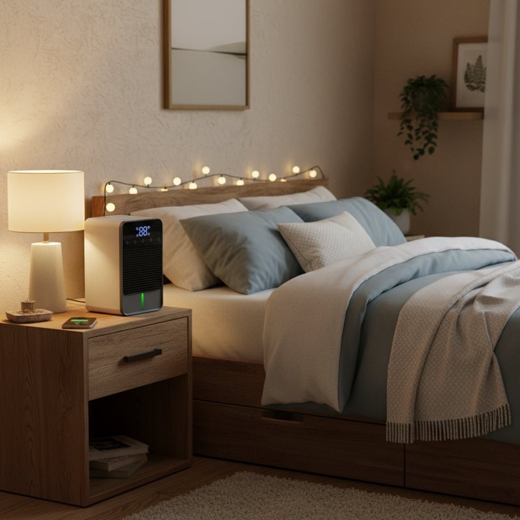 Kelder-kruipruimte mini-ontvochtiger voor slaapkamer met LED-touchpaneel, watertank van 1500ml en afvoerslang