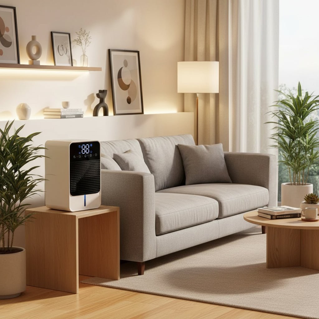 Kelder-kruipruimte mini-ontvochtiger voor slaapkamer met LED-touchpaneel, watertank van 1500ml en afvoerslang