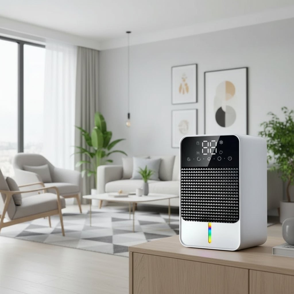 Kelder-kruipruimte mini-ontvochtiger voor slaapkamer met LED-touchpaneel, watertank van 1500ml en afvoerslang