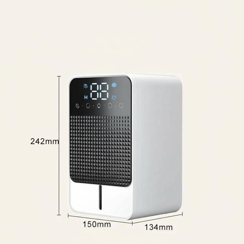 Kelder-kruipruimte mini-ontvochtiger voor slaapkamer met LED-touchpaneel, watertank van 1500ml en afvoerslang