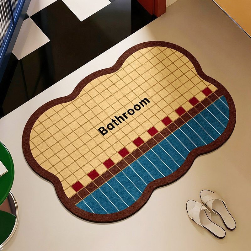 Badmatten voor de badkamer antislip katoen met sneldrogende pluche getufte golfrand sets