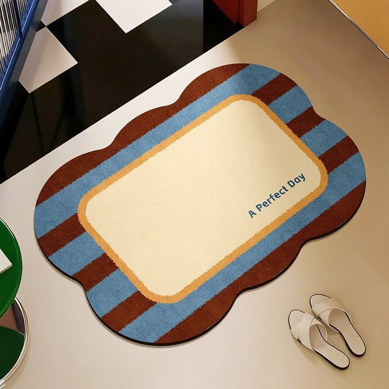 Badmatten voor de badkamer antislip katoen met sneldrogende pluche getufte golfrand sets