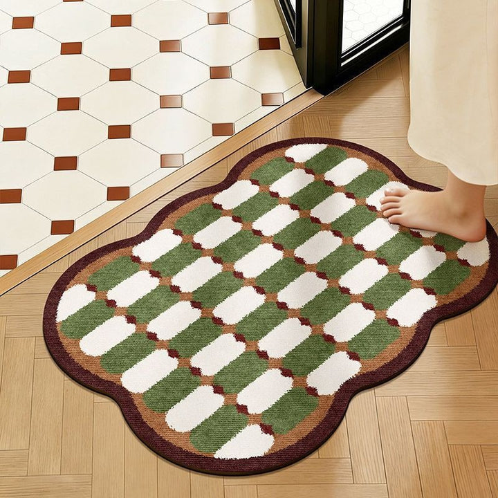 Badmatten voor de badkamer antislip katoen met sneldrogende pluche getufte golfrand sets