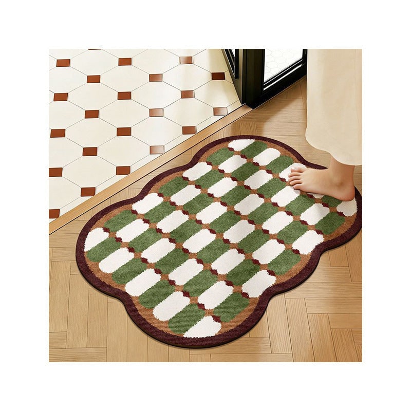 Badmatten voor de badkamer antislip katoen met sneldrogende pluche getufte golfrand sets