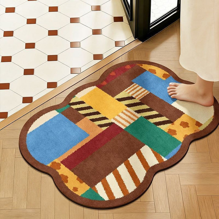 Badmatten voor de badkamer antislip katoen met sneldrogende pluche getufte golfrand sets