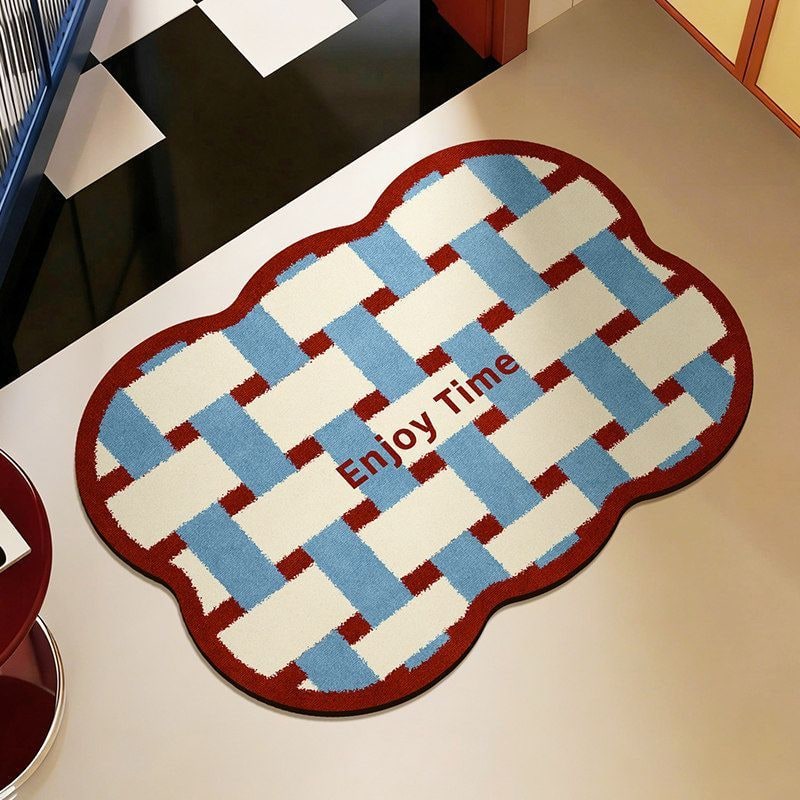 Badmatten voor de badkamer antislip katoen met sneldrogende pluche getufte golfrand sets