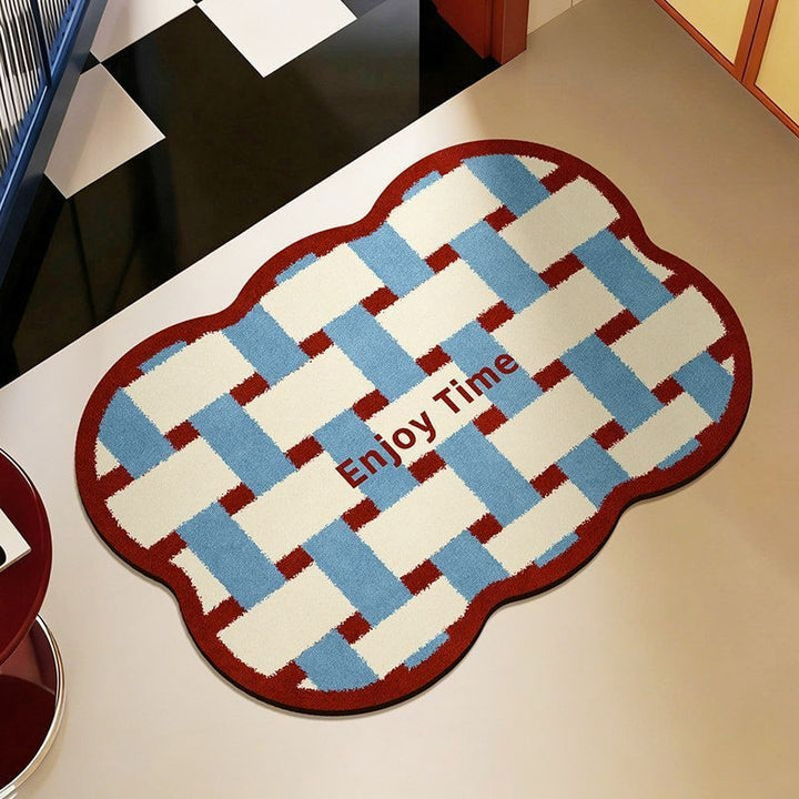 Badmatten voor de badkamer antislip katoen met sneldrogende pluche getufte golfrand sets
