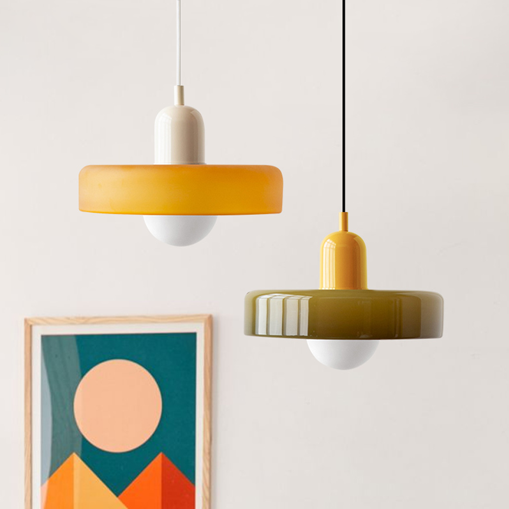 Bauhaus-hanglamp van gekleurd glas