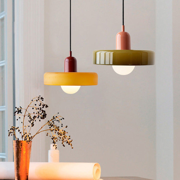 Bauhaus-hanglamp van gekleurd glas