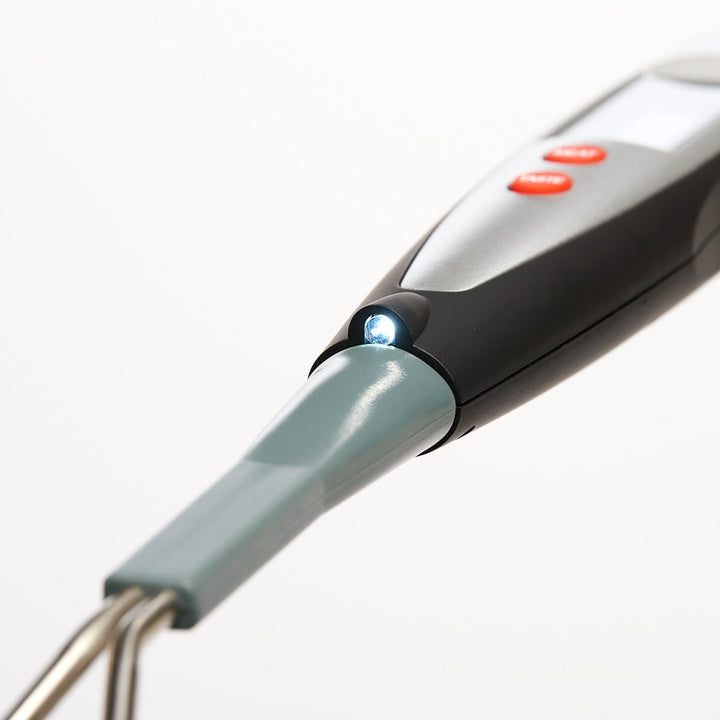 Bbq-vorkthermometer digitaal, direct afleesbaar voor vlees, met lcd-verlichting en roestvrijstalen pennen