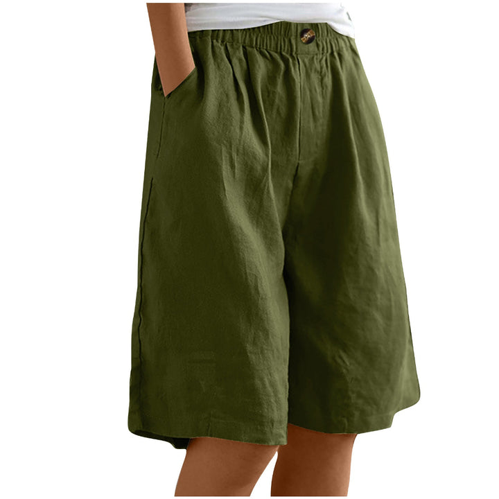 Women's Cotton And Linen Cropped Loose High Waist Shorts