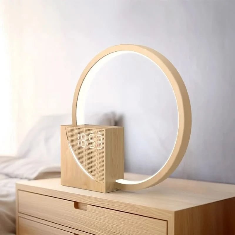 Nachtlampje voor naast het bed met wekker, digitaal display en USB-oplaadpoort, LED