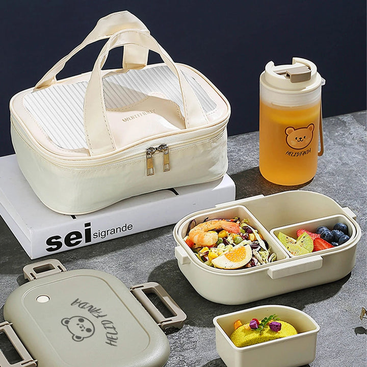 Bento-lunchbox met afneembare vakjes, lekvrij, klikdeksel en geïsoleerde draagtas