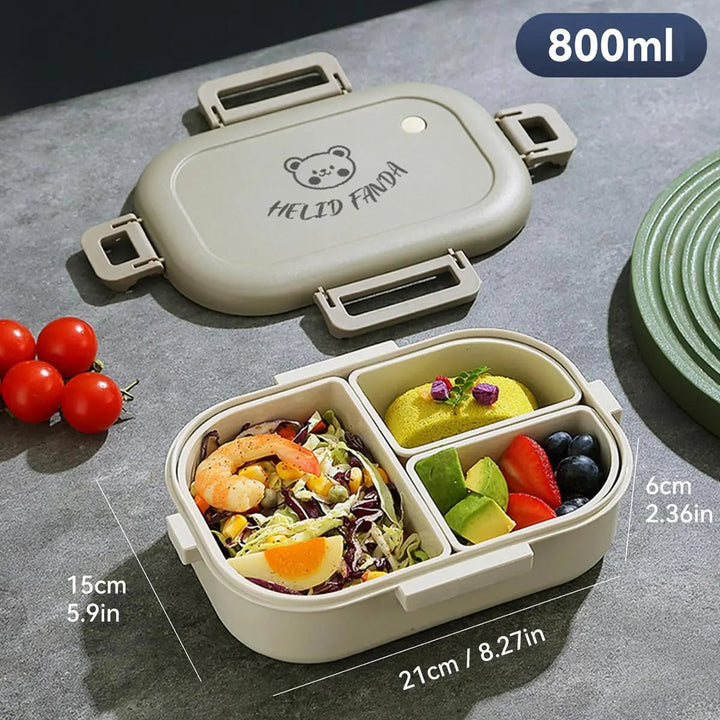 Bento-lunchbox met afneembare vakjes, lekvrij, klikdeksel en geïsoleerde draagtas