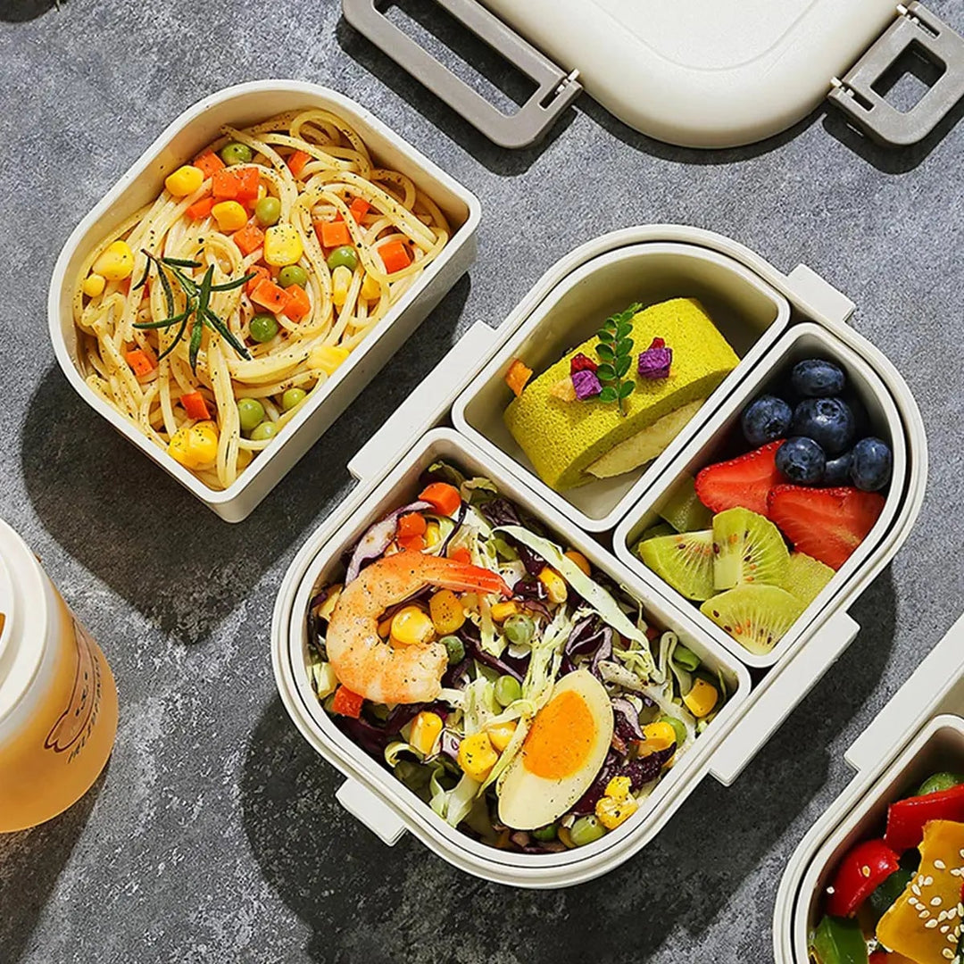 Bento-lunchbox met afneembare vakjes, lekvrij, klikdeksel en geïsoleerde draagtas