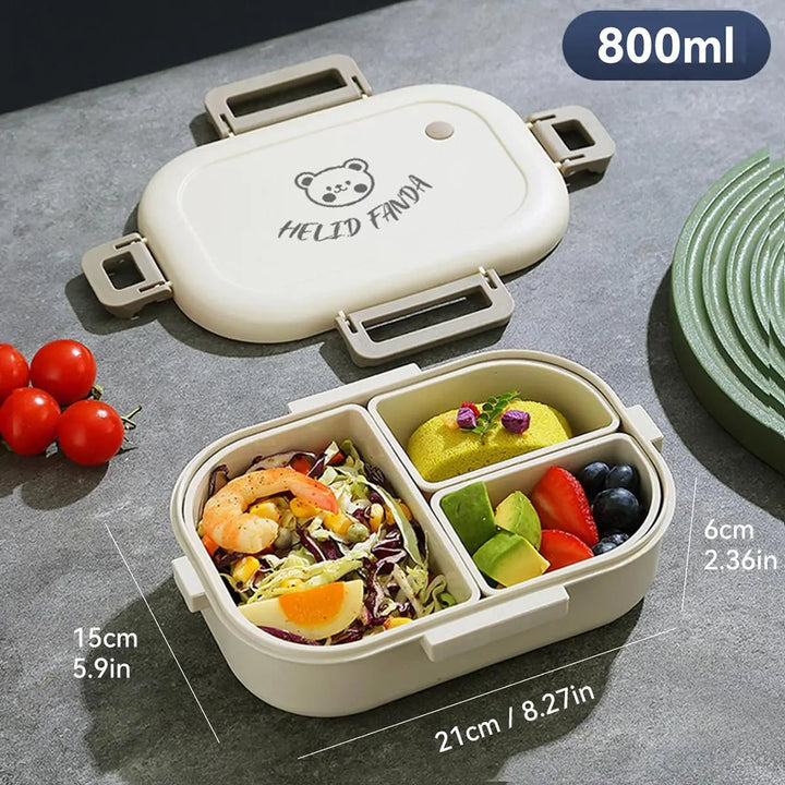 Bento-lunchbox met afneembare vakjes, lekvrij, klikdeksel en geïsoleerde draagtas