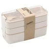 Bento-lunchbox met drie lagen, stapelbaar, lekvrije vakken en bestek