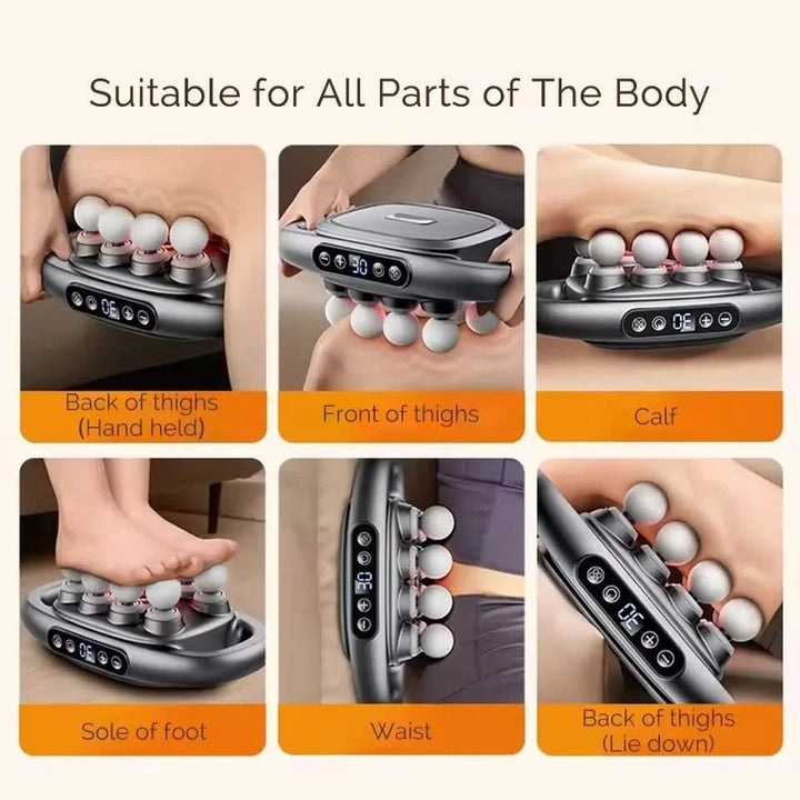 Lichaamsmassageapparaat, handmassagepistool met dubbele handvatten en acht noppen