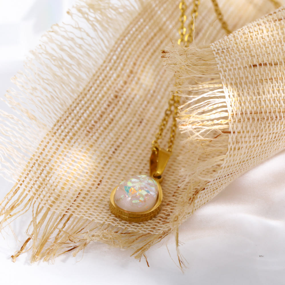 18K natuurlijke opaal druppelhanger ketting - Eloise