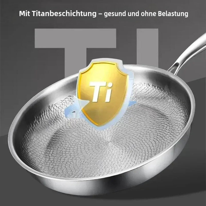 Pan van gehamerd titanium voor inductie, antiaanbak en duurzaam