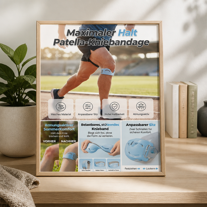 Verstelbare kniebrace-band met siliconen pad en twee gespen, ademend