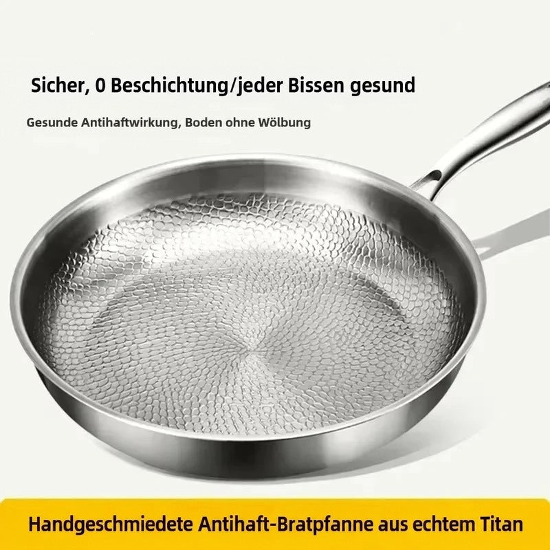 Pan van gehamerd titanium voor inductie, antiaanbak en duurzaam