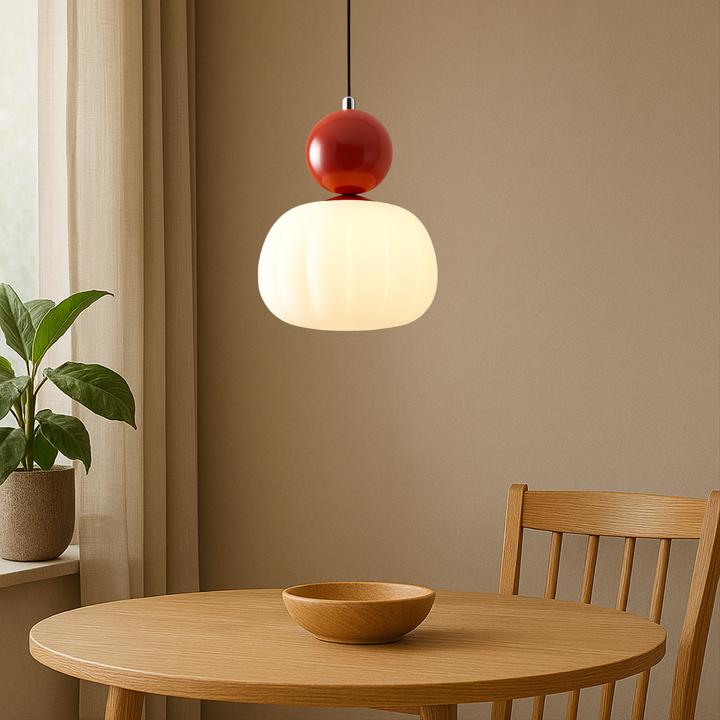 Plafondlamp modern hanglamp met doorschijnende kap en bolvormig accent, diffuse verlichting