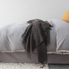 Grof gebreide plaid met franjes, popcorntextuur, superzacht polyester, bankformaat 127x170cm