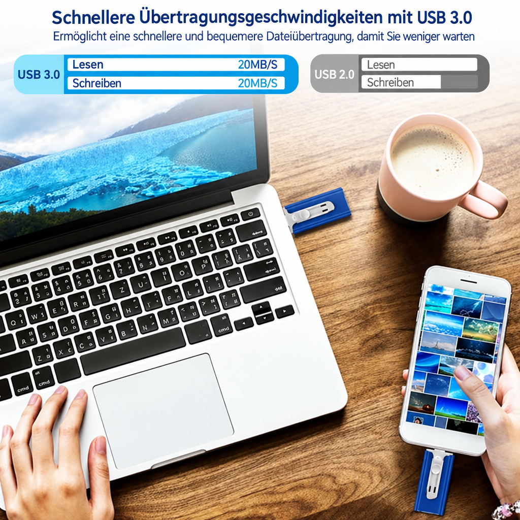 4-in-1-geheugenstick - extra opslagruimte voor je smartphone
