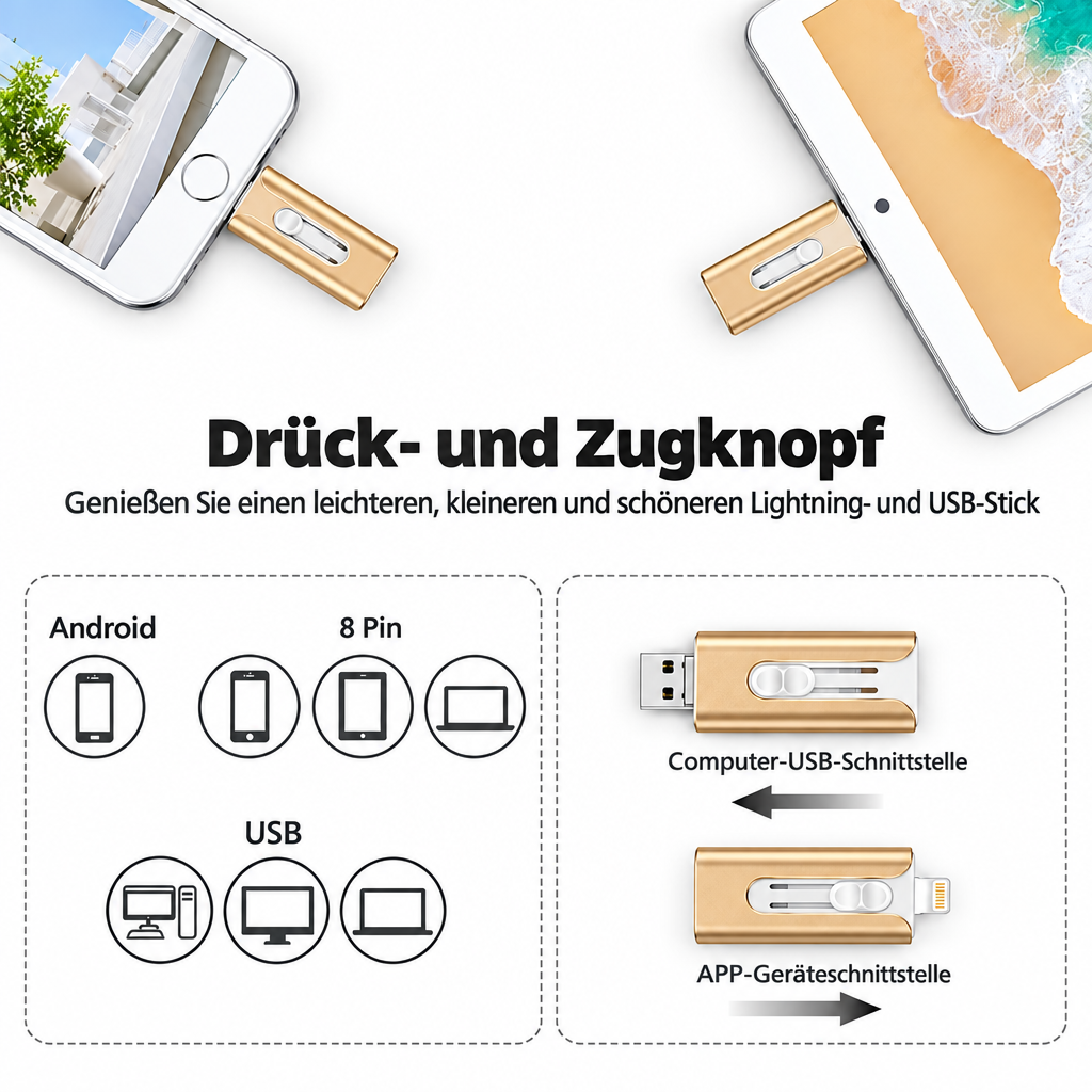 4-in-1-geheugenstick - extra opslagruimte voor je smartphone