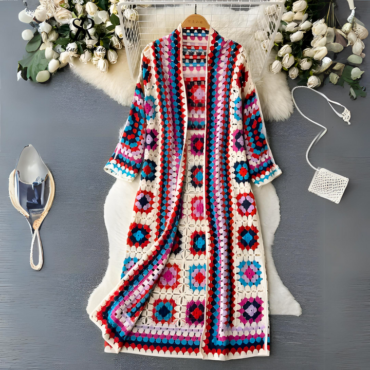 kleurrijk damesvest - lang vest voor vrouwen