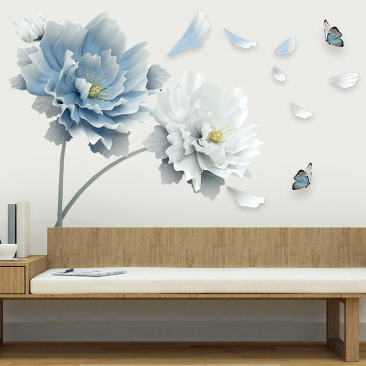 Muurstickers op maat met pioenroosontwerp om af te trekken en te plakken, en behang met bloemen
