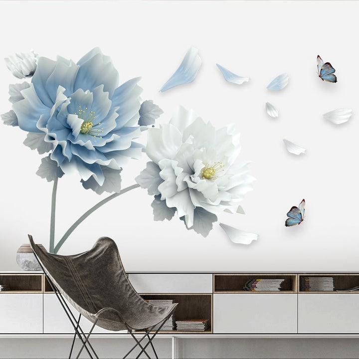 Muurstickers op maat met pioenroosontwerp om af te trekken en te plakken, en behang met bloemen