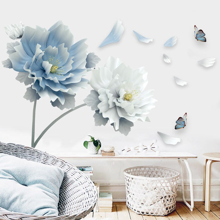 Muurstickers op maat met pioenroosontwerp om af te trekken en te plakken, en behang met bloemen
