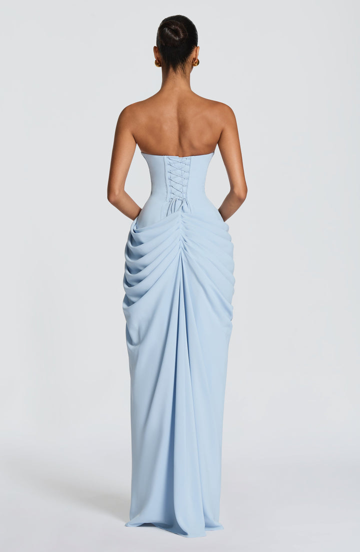 Lois strapless korset-maxi-jurk met hoge split