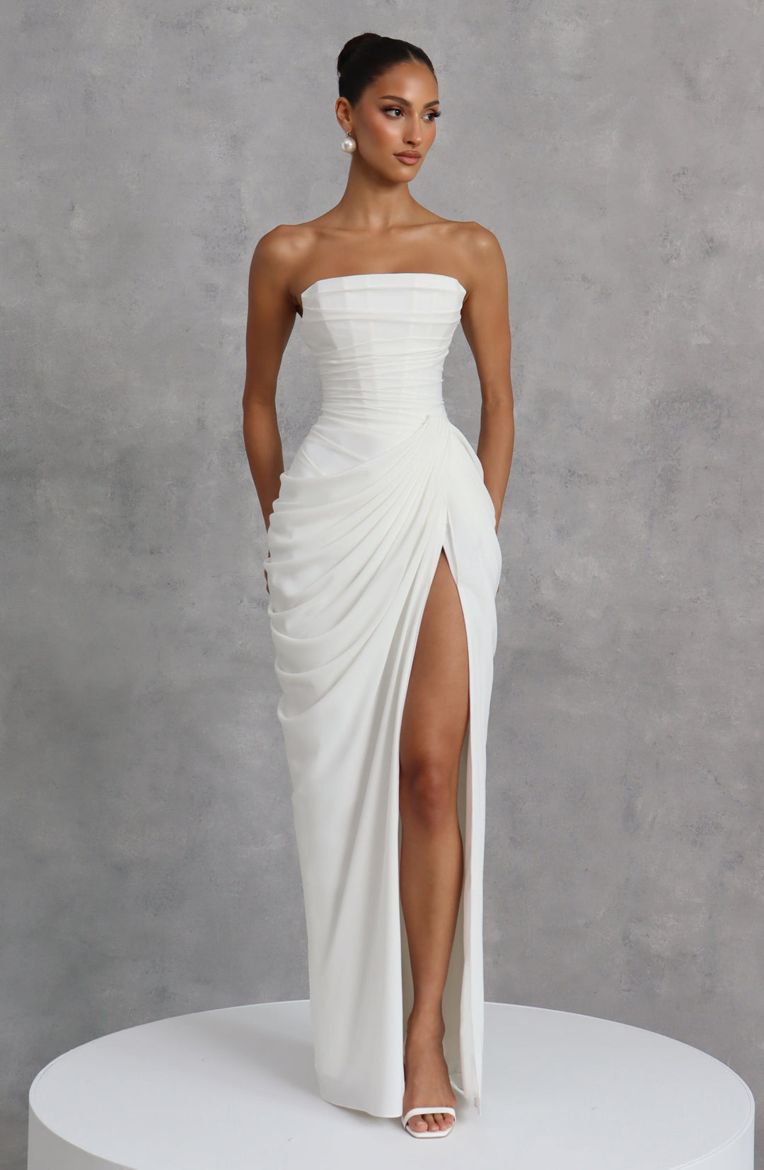 Lois strapless korset-maxi-jurk met hoge split