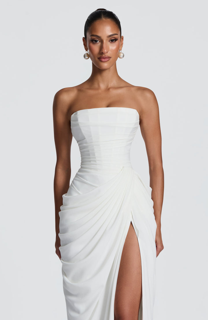 Lois strapless korset-maxi-jurk met hoge split
