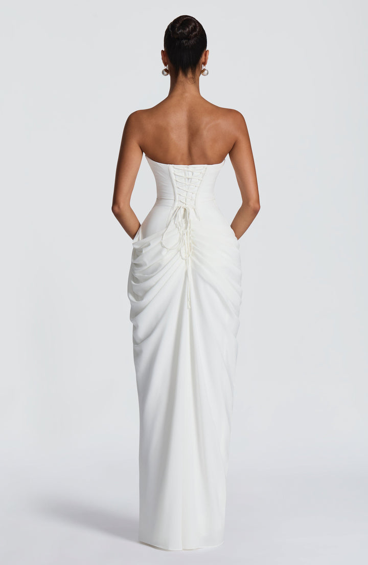 Lois strapless korset-maxi-jurk met hoge split