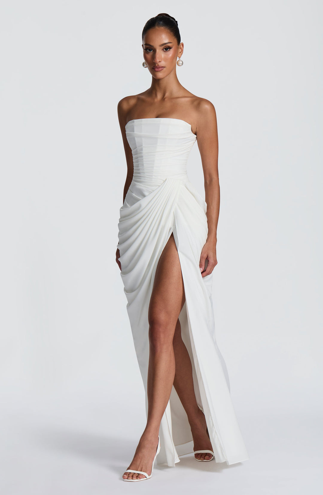 Lois strapless korset-maxi-jurk met hoge split