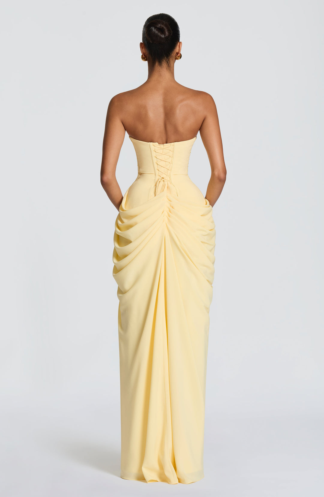 Lois strapless korset-maxi-jurk met hoge split
