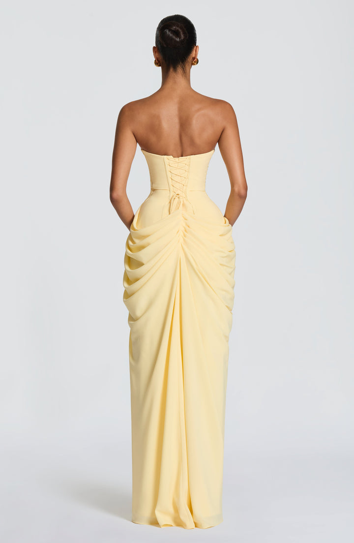 Lois strapless korset-maxi-jurk met hoge split